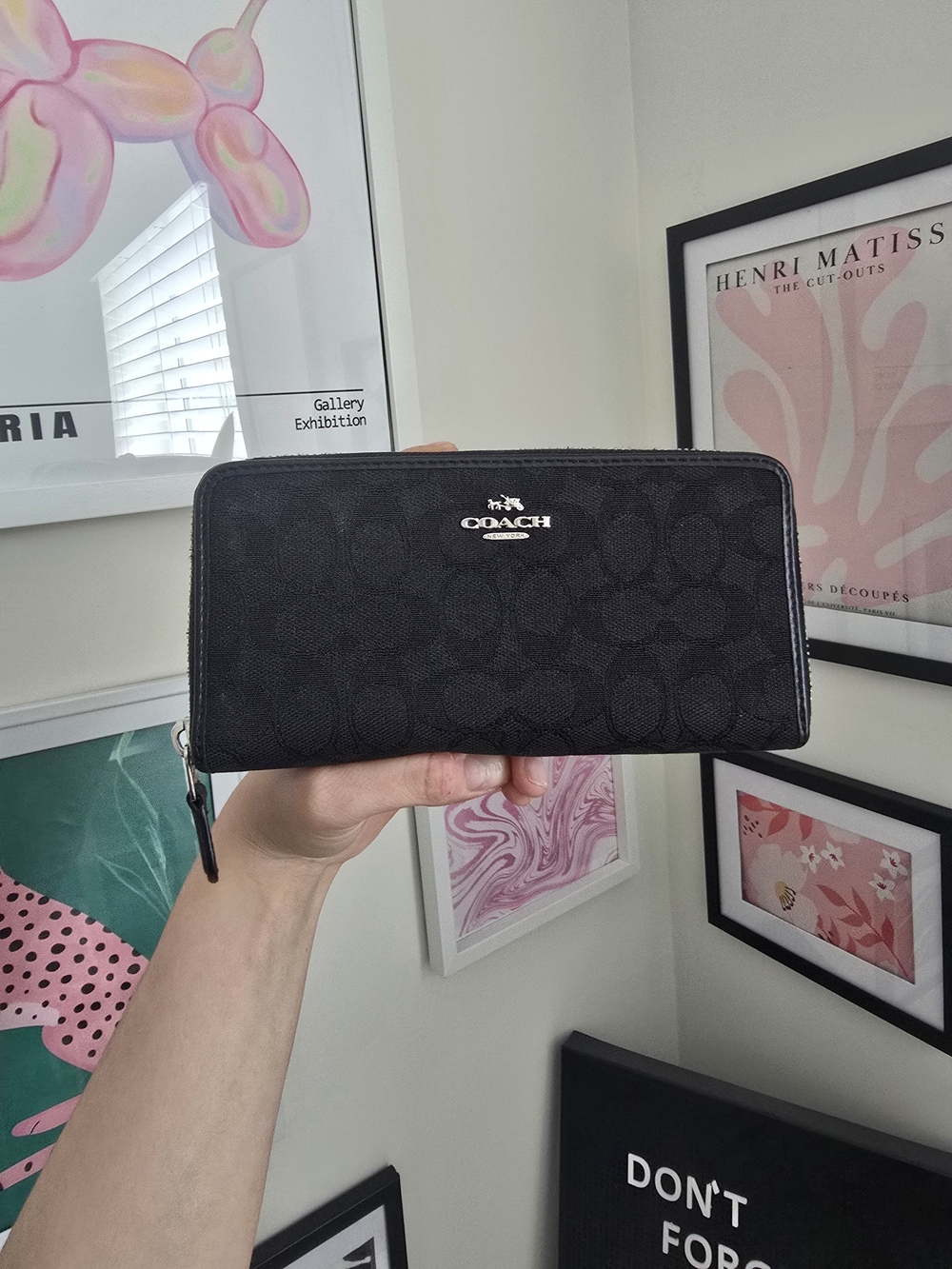 Coach Black Signature Zip Wallet